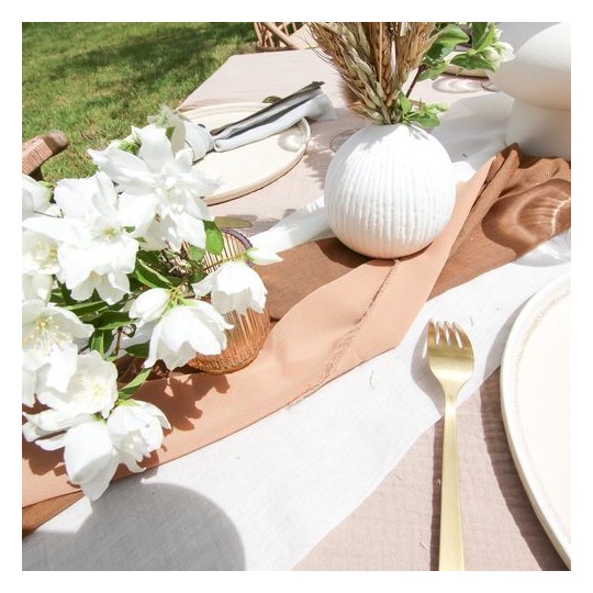 Chemin de Table Mousseline Ivoire 28cmx5m