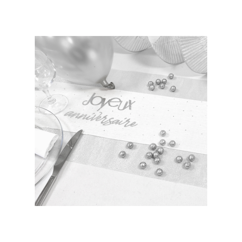Chemin de table anniversaire métallisé – Joyeux Anniversaire