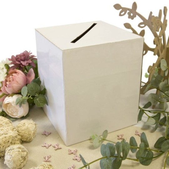 Tirelire blanche mariage à monter – Élégante urne de cérémonie
