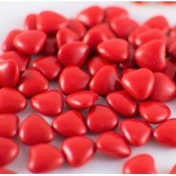 Dragées petits Cœurs rouge chocolat 500g