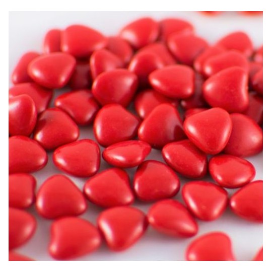 Dragées petits Cœurs rouge chocolat 500g