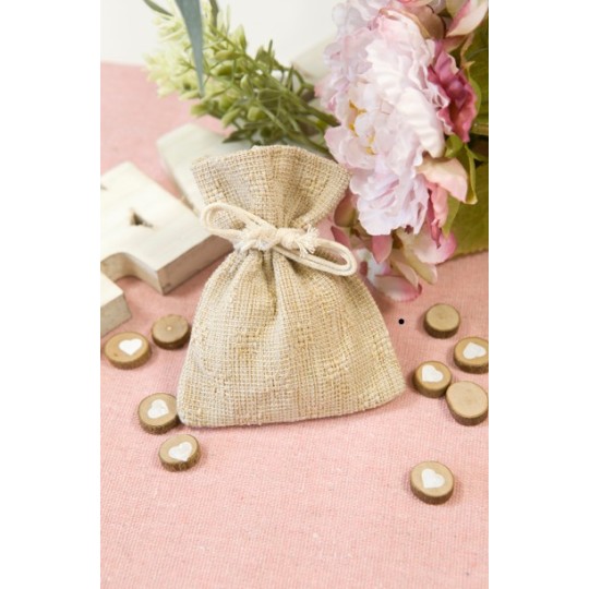 Sachet en toile fantaisie – Lot de 4 pour dragées et déco