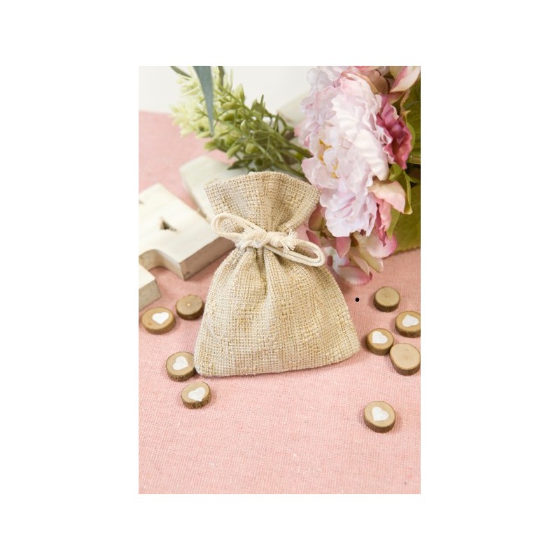 Sachet en toile fantaisie – Lot de 4 pour dragées et déco