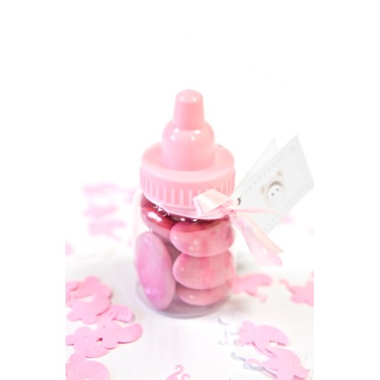 Contenant dragées biberon rose – Idéal pour baptême ou baby shower