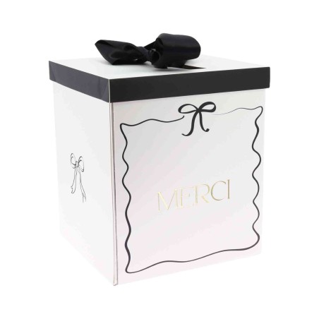 Urne 'Merci' Black & White Carton Blanc, Noir et Or 21x25x21cm