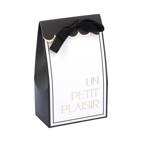 10 Contenants 'Un Petit Plaisir' Black & White Papier Blanc, Noir et Or 7,5x12,5x4,5cm