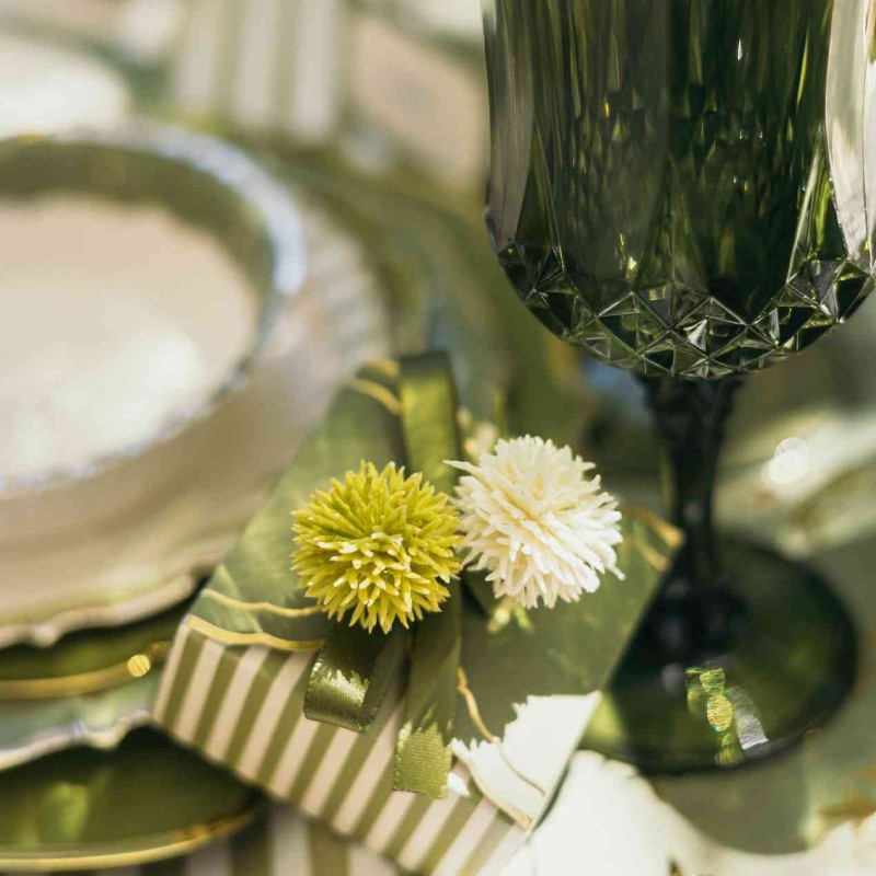 10 Contenants Jardin à la Française Papier Vert Olive, Pistache et Or 7x3,5x7cm