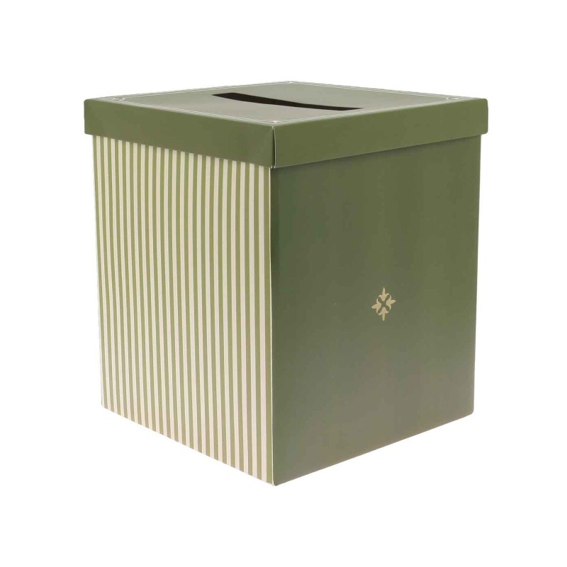 Urne Jardin à la Française Carton Vert Olive, Pistache et Or 21x25x21cm