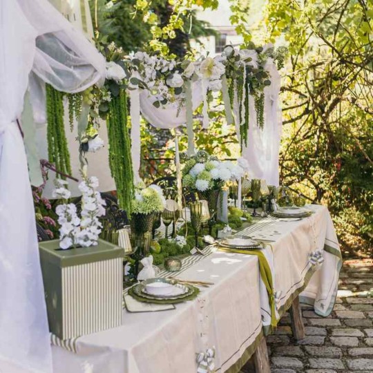 Urne Jardin à la Française Carton Vert Olive, Pistache et Or 21x25x21cm