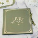 Livre d’Or Jardin à la Française Vert Olive et Or Carton Rigide 21x20cm 68 Pages