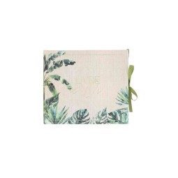 Livre d'Or Coco Palm Carton Effet Cannage, Vert et Or 19x22cm - 68 Pages