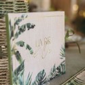 Livre d'Or Coco Palm Carton Effet Cannage, Vert et Or 19x22cm - 68 Pages