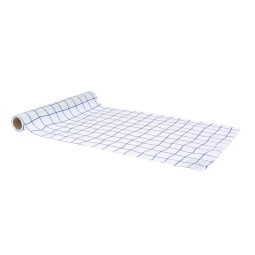 Chemin de Table Azur Abstrait Tissu Blanc et Indigo 28cmx5m