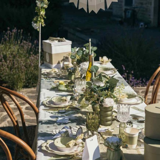 Livre d’Or Baptême avec Ruban Satin Vert de Gris – Souvenir Élégant