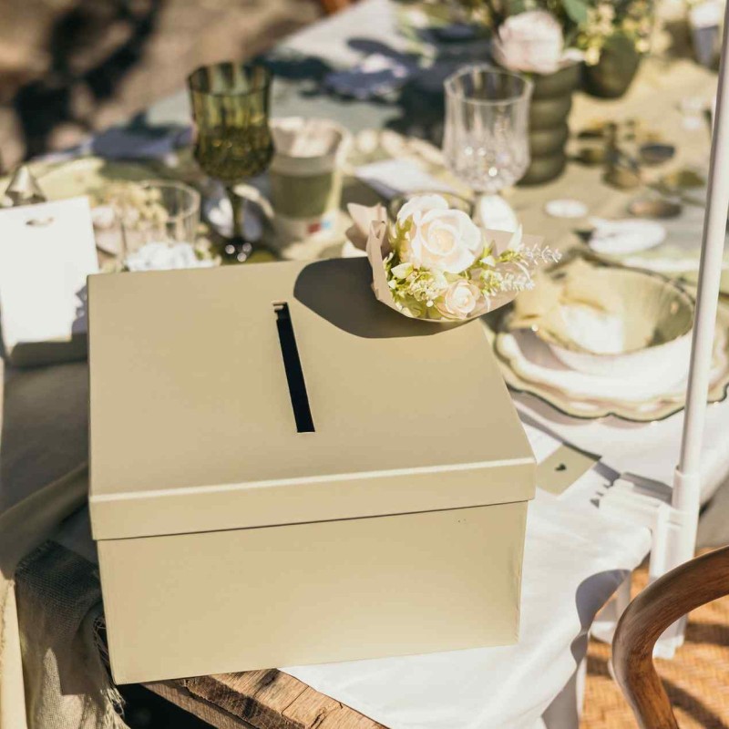 Urne Carrée Carton Vert de Gris 19,5x12x19,5cm - Pliable