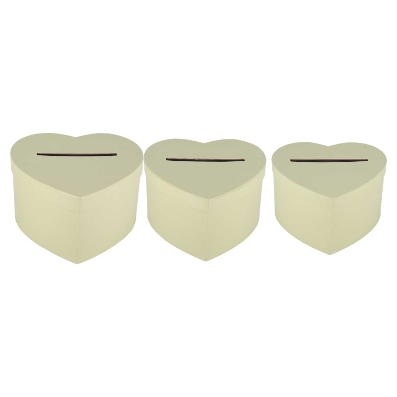 Lot de 3 Urnes Cœurs Vert de Gris Emboîtables Décoration Élégante