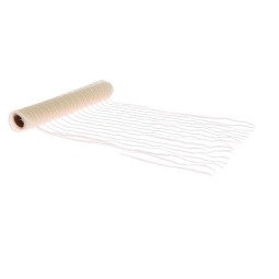 Chemin de Table Fines Rayures Résille Crème et Or 28 cm x 5 m