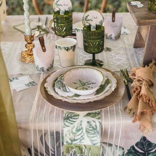 Chemin de Table Fines Rayures Résille Crème et Or 28 cm x 5 m