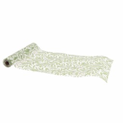 Chemin de Table Feuillage Intissé Blanc et Vert 28x5m