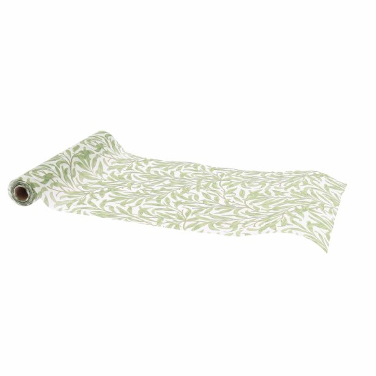 Chemin de Table Feuillage Intissé Blanc et Vert 28x5m