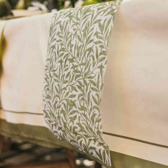 Chemin de Table Feuillage Intissé Blanc et Vert 28x5m