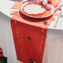 Chemin de Table Dame de Coeur Tissu Rouge et Or 28cmx5m