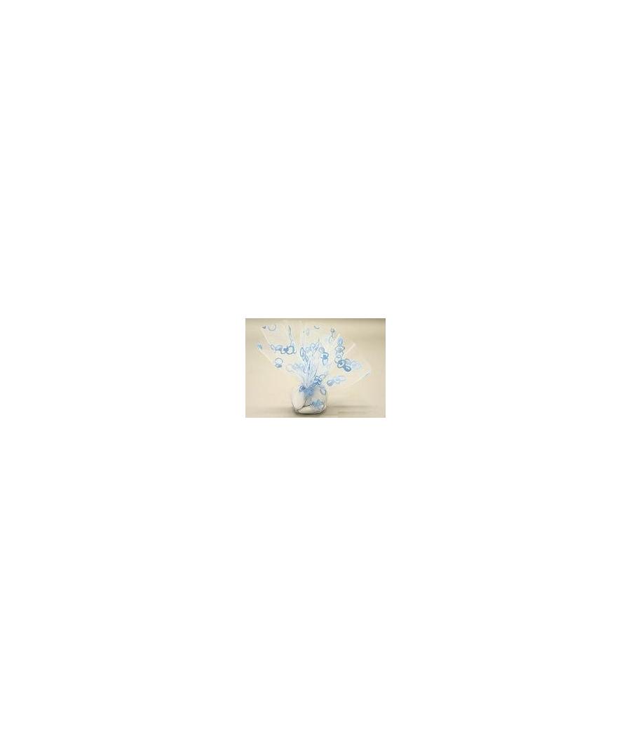 Lot de 6 ronds de tulle bleu avec motif tétine pour dragées