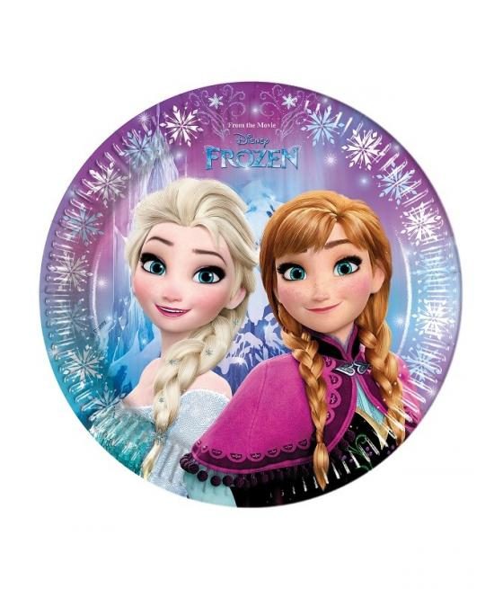  Assiettes en carton La Reine des Neiges FloconsÂ™ cm 