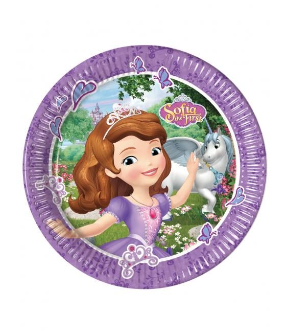  Assiettes en carton cm Princesse Sofia et la licorne 