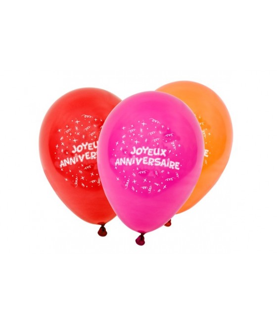 8 ballons joyeux Anniversaire Multi-color