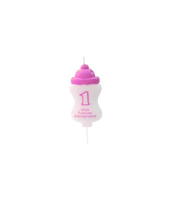 bougie mon 1er anniversaire - rose