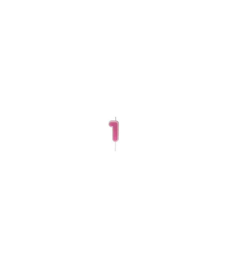 Bougie anniversaire rose sur pique 1 an Bougie anniversaire rose sur pique 1 an