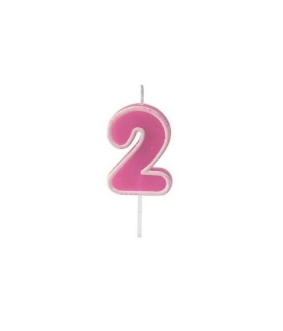 Bougie anniversaire rose sur pique 2 ans