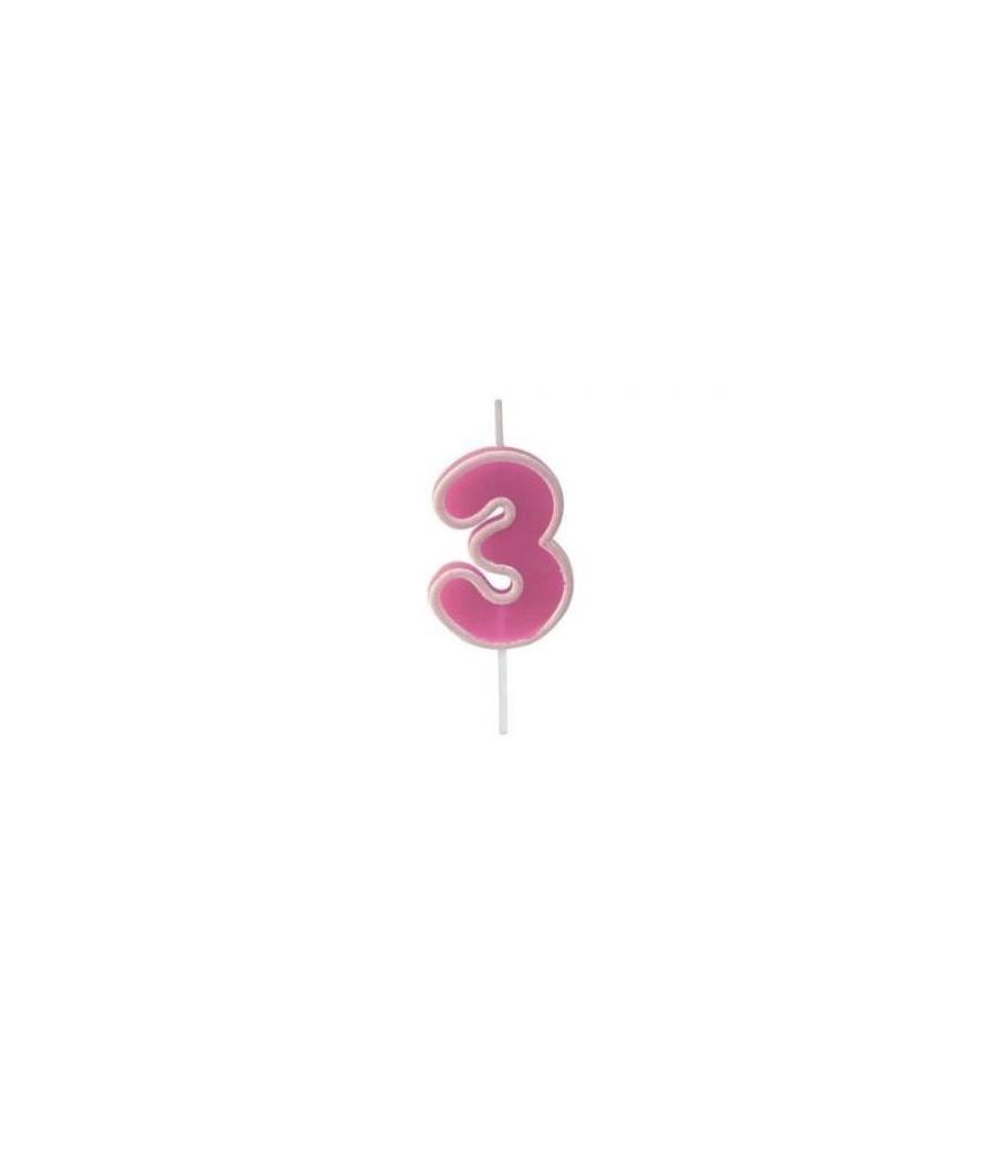 Bougie anniversaire rose sur pique 3 ans Bougie anniversaire rose sur pique 3 ans