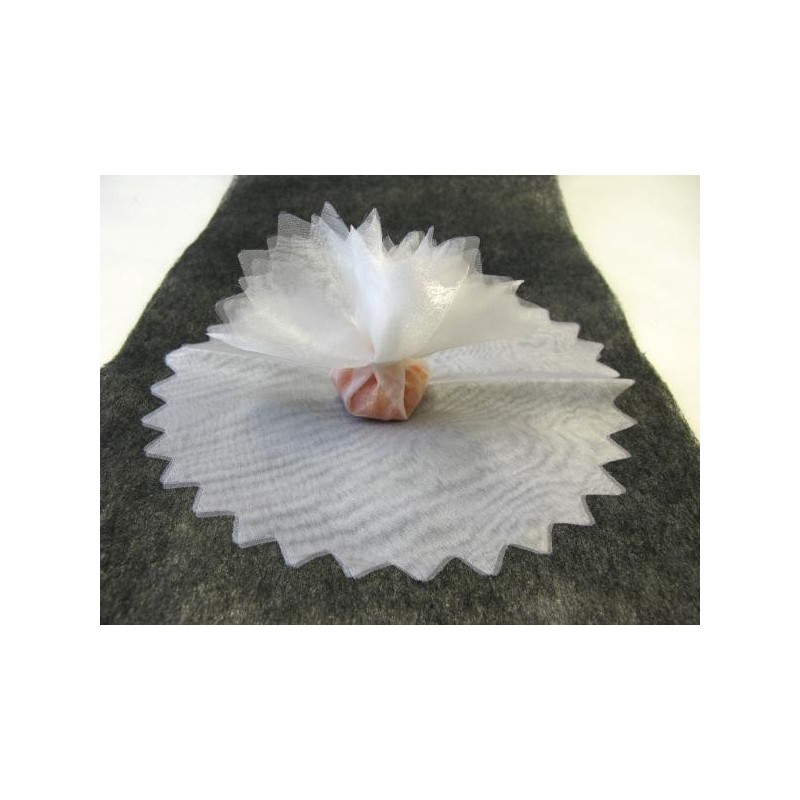 Ronds organza feston en pointe blanc 