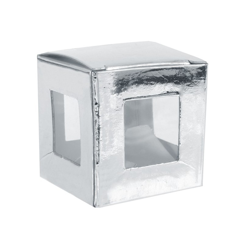 Boîte carrée métallisée Argent (Sachet de 6 pièces)