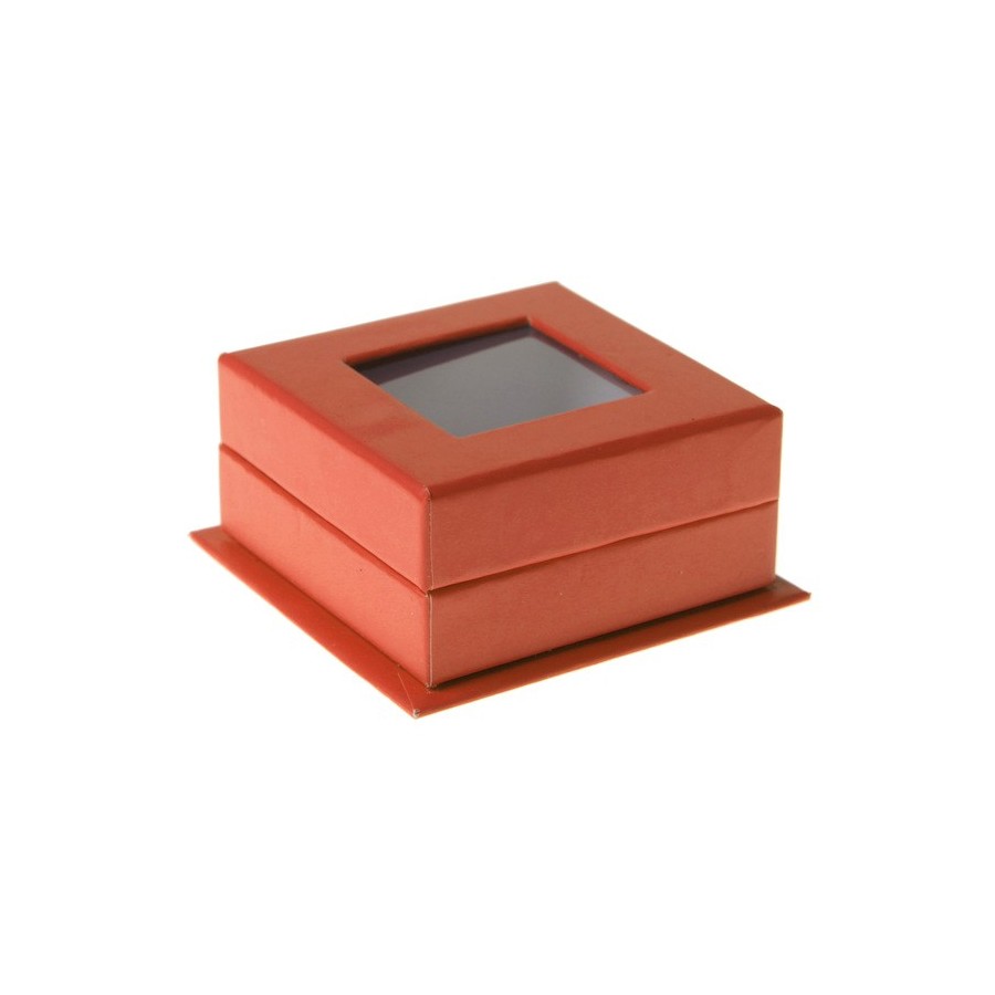 Boîte carrée à fenêtre orange (Sachet de 4 pièces)