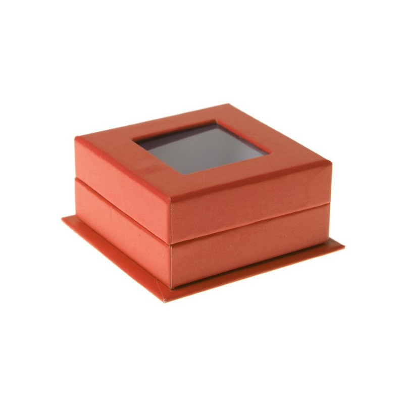 Boîte carrée à fenêtre orange (Sachet de 4 pièces)