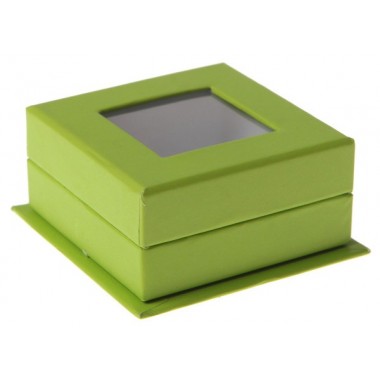 Boîte à dragées carrée à fenêtre Vert (Sachet de 4 pièces)