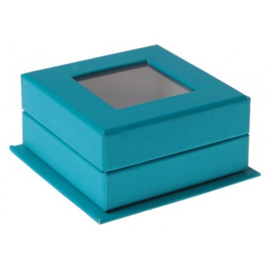 Boîte à dragées carrée à fenêtre Turquoise (Sachet de 4 pièces)