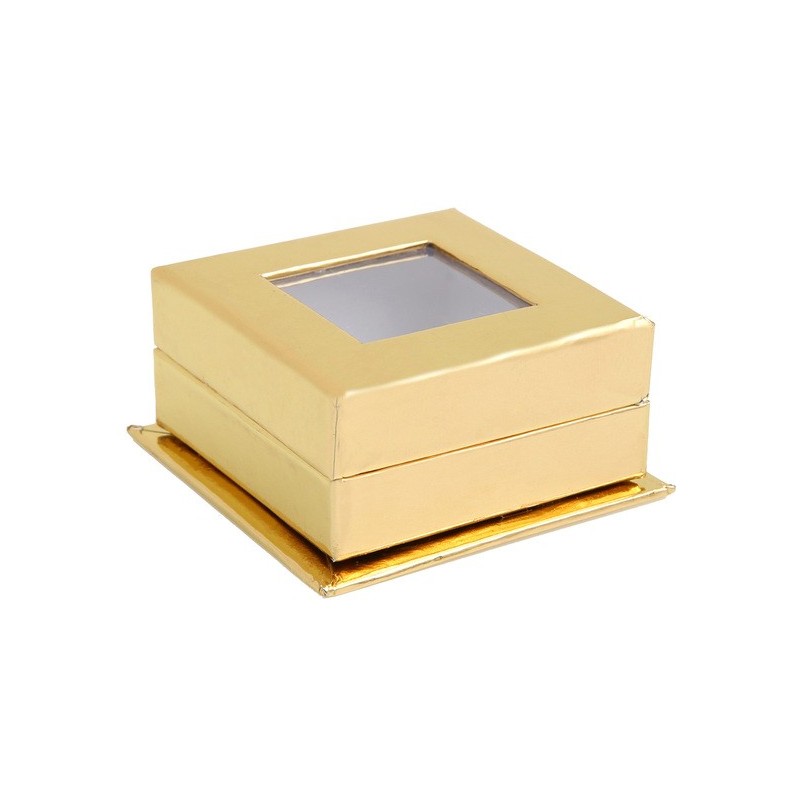 Boîte carrée à fenêtre Or (Sachet de 4 pièces)
