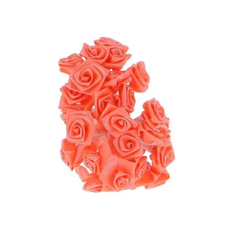 Mini-roses en satin Corail (x 72)