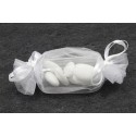 12 sacs organza en forme de bonbon blanc