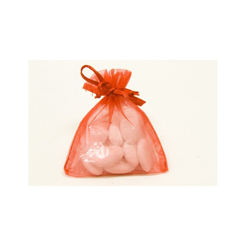 10 sachets organza rouge