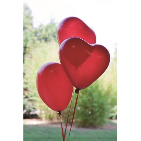 Ballon opaque forme coeur diam. 28 cm (x 12) Rouge