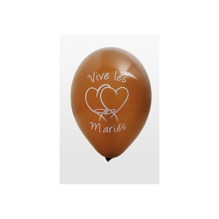Ballon imprime "vive les maries"  marron 