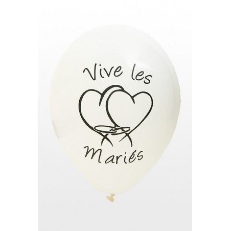 Ballon imprime "vive les maries" diam. 28 cm (x 8) blanc