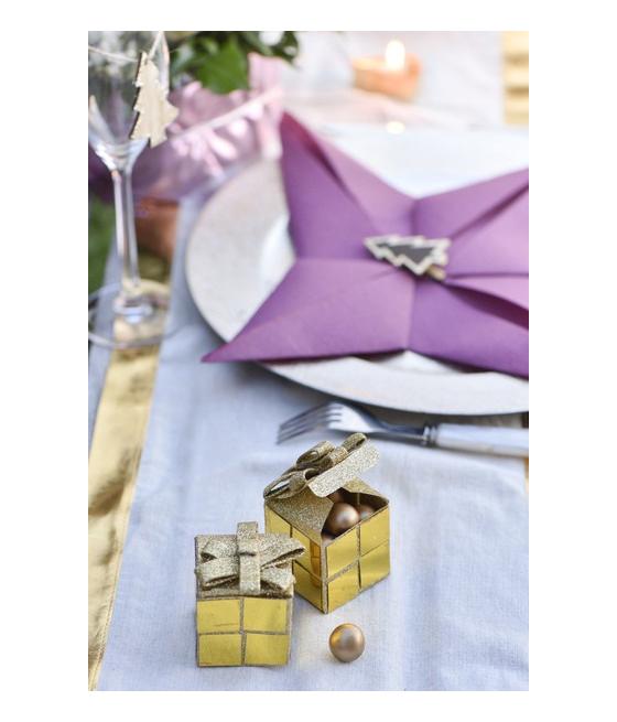 Boîte cube Noël Or