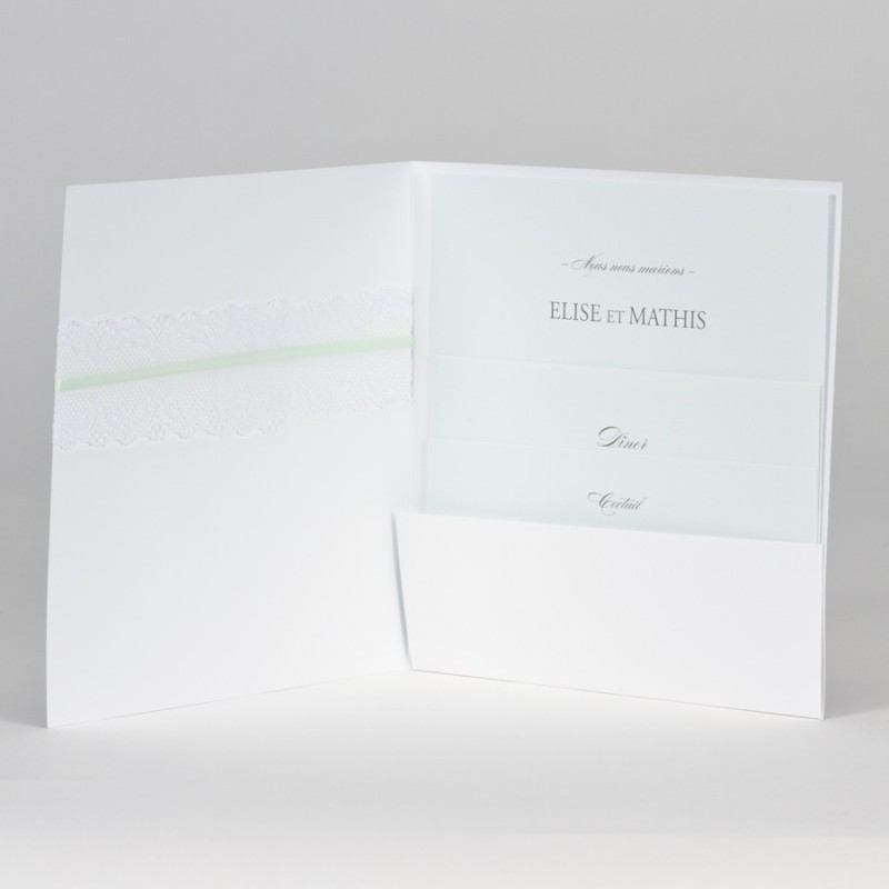 Faire part oui nous nous marions  vert d'eau -charme et elegance