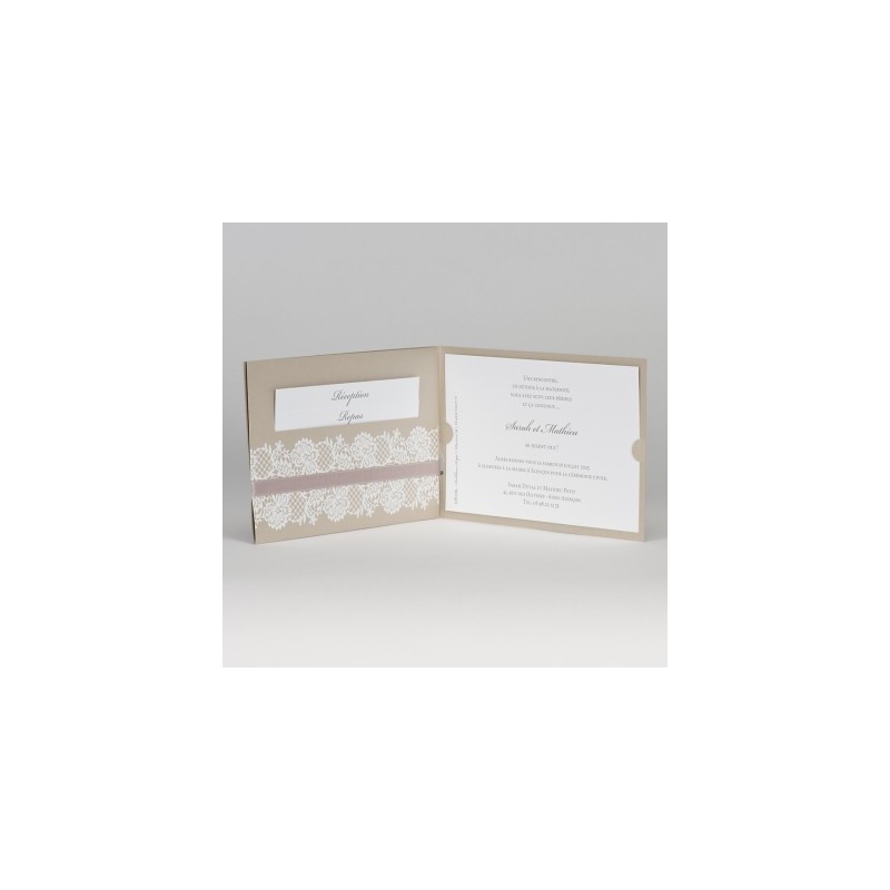 Faire part dentelle blanc
